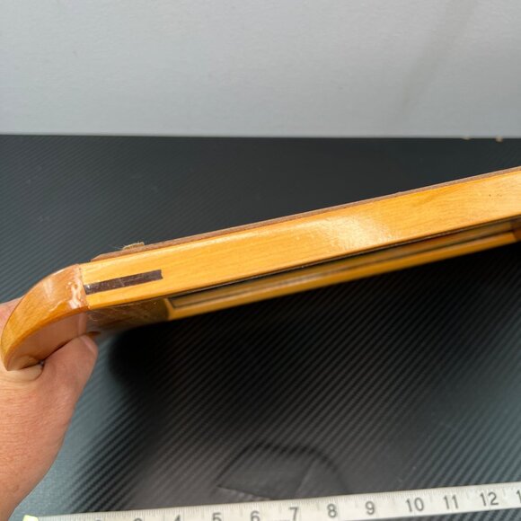 VTG Brazil Wood Glass Serving Tray Hand-Painted Parrot Scene Tropical Iridescent - Picture 7 of 11